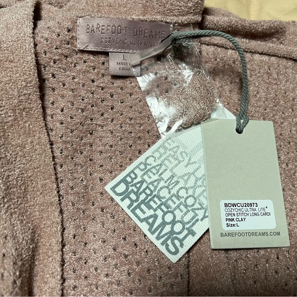 Barefoot Dreams CozyChic Ultra Lite Open Stich Long Cardi - Sz L - Picture 12 of 15